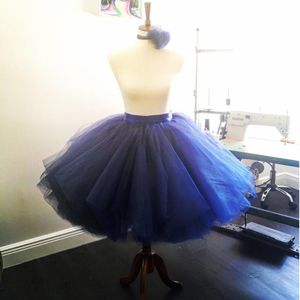 Spódnice Chic 2022 Lush Royal Blue Midi Tiul -Tiul Kobiet Wstążka Satynowa Satynowa Paliw Puffy Tutu Spódnica na niestandardowe spódnice maxi