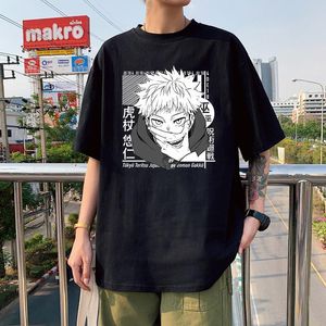 Herr t-shirts jujutsu kaisen anime tshirt harajuku yuuji itadori sukuna ryoumen manga streetwear topps överdimensionerade män sommar kort ärm t sh