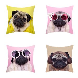 枕ケースクリエイティブパグかわいい犬コレクションギフトホームオフィス装飾ベッドルームソファカークッションカバーケースピロ