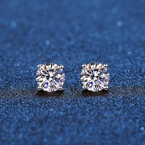 Stud Real Moissanite Earrings 14K White Gold Plated Sterling Sier 4 Prong Diamond Earring for Women Men Ear 1ct 2ct 4ctstudstudstud