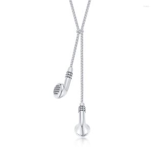 Collane con ciondolo Auricolare creativo originale in acciaio inossidabile con strass per uomo Collana Hip Hop Collier Regalo di gioielli per amanti della musica