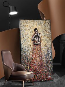 抽象絵画カップルフルAquare恋人キャンバスポスターアートプリントモダンなリビングルーム家の装飾的な絵CuaDROSフレーム