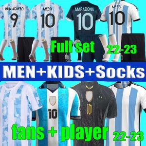 ingrosso Uniformi Di Squadra Di Calcio-2022 Argentina Home Jersey di calcio Giocatore di calcio Versione Camicie da calcio Dybala Lo Celso Team Nazionale Maradona Kit Uniformi Uomo Kid Kit Set