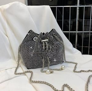 New Style Fashion Drawstring Coin Purses Fully-Jewelled Chain Bucket Bag Designer Women Cross Body Single-Shoulder Bags Luxury Wom297p