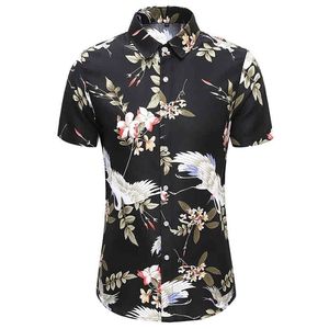 45KG120KG Summer New Fashion Mens manica corta camicia floreale Button Down Beach Vacation Camicie hawaiane 4XL 5XL 6XL 7XL 210412