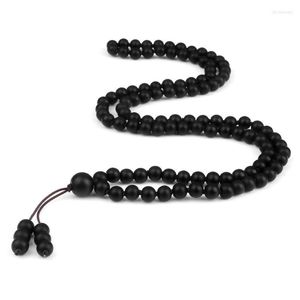 Fili di perline 108 Mala Men Black Stone Beads Healing Energy Bracciale Collana 6mm Natural Lava Onyx Bangle Elastico Pulsera Gioielli da donna La