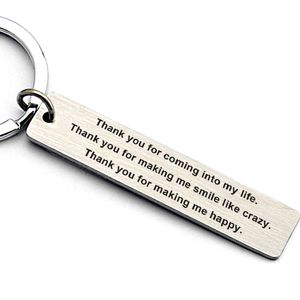 1x5cm Dziękuję za przybycie do mojego życia stali ze stali nierdzewnej okrągła metalowa litera klawisza pierścionki dla mężczyzn Keys samochodu Keys Pierścień Pendant Friend Prezent Hurtowa