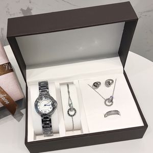 Luxus-Uhren und Schmuck-Sets für Damen, modische Ringe, Armbänder, Halsketten, Ohrringe, 5 Stück, Damen-Designer-Armbanduhren, Geschenk, Montres De Luxe