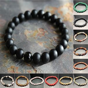 Commercio all'ingrosso MixMen # 039; s Matte Black Onyx Yoga Energy Beaded Bracciale regalo fidanzato per le donne Uomini Il suo fascino di gioielli con perline di pietra naturale da 8 mm