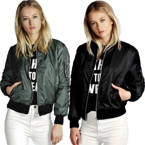 Wholesale- Women Bomber Jacket 2022 Ladies Short Coat Jackets Female Clothes Red Black Army Green Cotton Poly Mixed Thin S-XL