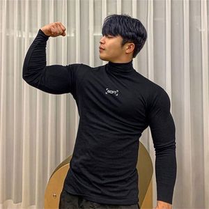 Ginásio t camisa dos homens fitness musculação roupas treino rápido seco manga longa camisa masculina primavera esportes topos compressão camiseta 220513