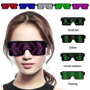 Party Masks LED Glasses Party Luminous Glasses USB Charge Neon Glass Glowing Chr 220823