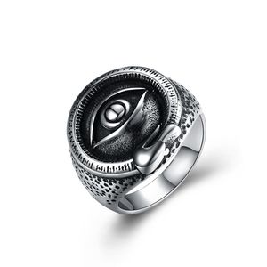Forntida maya band ringar ring rostfritt stål ögonmönster dubbel lager ring fashionabla enkla generösa designade smycken män gåvor2759