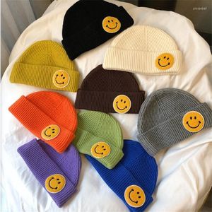 Beanie/Skull Caps Winter Female Ladies Casual Smile Patch Knitted Hat Outdoor Loosen Beanies Skullies Warm Skullcap Gorras Pros22