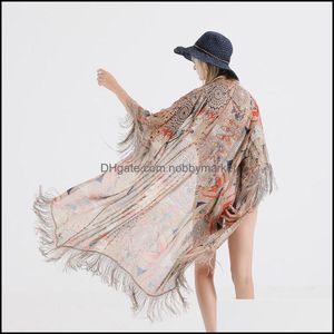 Sarongs Scarves Wraps Hats Gloves Fashion Accessories Ethnic Wind Female Tassel Printing Large Shawl Travel Chiffon Scarf Seaside Holiday