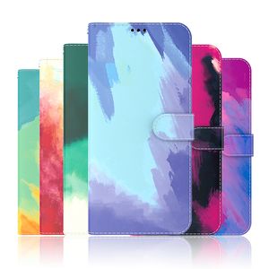 Aquarellmalerei Flip Leder Brieftasche Hüllen für Samsung S22 PLUS A13 A23 A33 A53 A73 S21FE A22 A12 A32 A52 A72 Ölfarbe Kredit-ID-Kartenhalter-Abdeckung