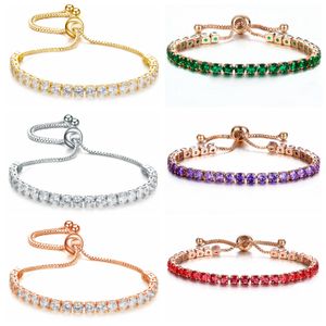 Cubic Zirconia Trendy Tennis Armband för kvinnor Vit Yellow Rose Gold Bangle Jewelry Gift Girl Teens Ladies Wife Mother Sister