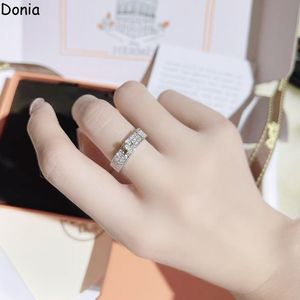 Donia smycken lyxig ring överdriven europeisk och amerikansk mode full av diamanter gris näs titan micro-set zirkon kreativ designer med låda