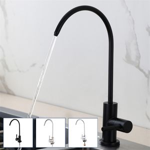 Kitchen Faucets Direct Drinking Tap Black Matte Stainless Steel kitchen Water Filter Tap RO Purify System Reverse Osmosis 220504