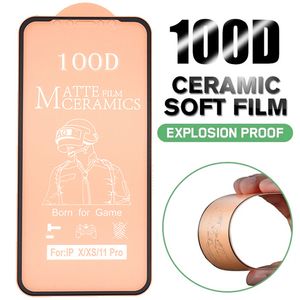 Nano antideflagrante 100D Matte Clear Ceramics Pellicola proteggi schermo Pellicola protettiva Curva Cover per iPhone 13 Pro Max 12 Mini 11 XS XR X 8 7 6 6S Plus Vetro non temperato