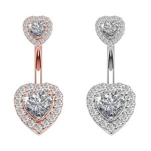 Diamond Heart Navel Belly Rings Allergy Gratis rostfritt stål Knapp Kroppsmycken för kvinnliga flickor Will och Sandy