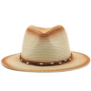 Cappello da spiaggia estivo da uomo semplice Cappello da cowboy occidentale Cappello da sole in paglia da esterno da donna Sombrero Hombre Cappello da jazz da cowgirl