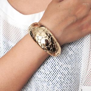 Bangle Punk Rough Surface Alloy Big Bangles Fashion Statement Cuff Bracelets For Women Jewelry Gift Golden Sillver Color UKMOCBangle Lars22