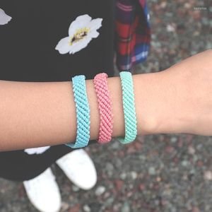 Pärlsträngar trendiga taiwan vaxrep makrame armband kvinnor minimalistiska färgglada handgjorda vävda braclet tjejsmycken närvarande för vänner ken