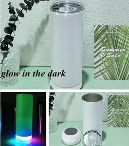 Sublimation, leuchtet im Dunkeln, Bluetooth-Lautsprecher, 590 ml, gerade Becher, weiß, Audio-Edelstahlboden, cooler Musikbecher, kreativer doppelwandiger Becher 0815