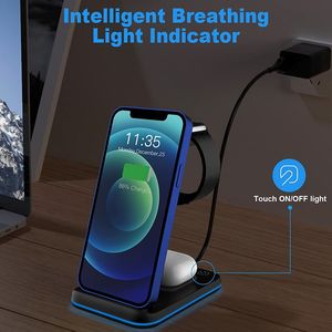 newest fast charging Foldable 3 in 1 Wireless Charger Station QI 15W For Iphone 8/11/12/13/Iwatch SE/7/6/Airpods Pro Charge Dock Stand