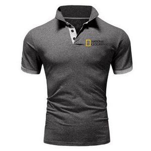 Högkvalitativ nationell geografisk kanal Polo Classic Brand Men Polo Shirt Men Casual Solid Short Sleeve Cotton Polos 220525