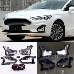 2Pcs LED Fog Light Assembly For Ford Mondeo Fusion 2019 2020 Front Lamp Daytime Running Light with lamps Cover Frame Harness