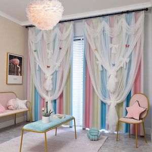 Curtain & Drapes Luxury European Lace Embroidered Double-Layer Blackout Curtains Custom For Living Room Colorful Bedroom Home Decor DrapesCu
