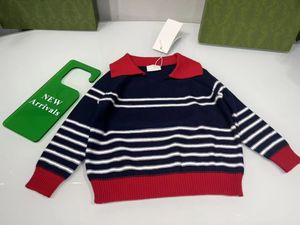 baby Polo Pullover for kid Striped print child clothing Sweaters infant girls Letter Emboidery boutique clothes wholesale cotton material kids set 100-160cm on Sale