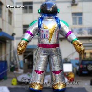 Space Show Decorative Inflatable Astronaut Balloon 2m/4m Hanging/Ground Silvery Shiny Air Blow Up Spaceman For Carnival Stage Event