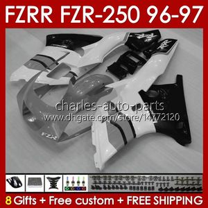Fairings For YAMAHA FZRR FZR 250R 250RR FZR 250 R RR FZR250R 1996 1997 Body 144No.91 FZR-250 FZR250 R RR 96 97 FZR250RR FZR250-R FZR-250R 96-97 Bodywork Kit grey white blk