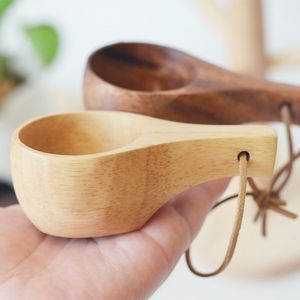 Finlandia Tazza da tè Legno di gomma Piccola tazza di legno Caffè singolo Tazze da cucina Acqua Forniture all'ingrosso Buco per uso domestico LX4877