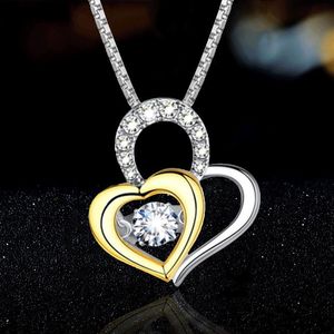 Collane con ciondolo Collana semplice con cuore in zircone d'amore per le donne Colore oro argento Corteggiamento Matrimonio Sposa Gioielli regalo di San Valentino