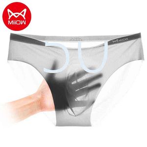 MIIOW 3PCS Summer Ice Silk Men Briefes Ultra-Fi-Fiin Translúcidos Sexy Men's Panties Shorts de boxe sem costura vestidos masculinos Underware T220816