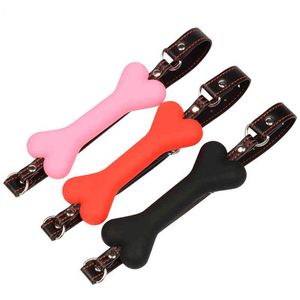 Nxy Sm Bondage Silicone Gag Ball Bdsm Restraints Dog Bone Open Mouth Slave Harness Strap Sex Toys for Woman Couples Adult Games 220423