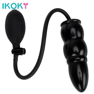 Adult Massager Ikoky Inflatable Anal Plug with Pump Silicone Adult Products Dilatator Toys for Women Men Expandable Butt Stimulator