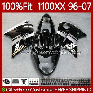 Injektionsformmissor för Honda Blackbird CBR1100 CBR 1100XX 1100 XX CC 96-07 114NO.92 CBR1100XX Svart silver 96 97 98 99 00 01 02 03 04 05 06 07 1100cc 1996 2007 Kropp