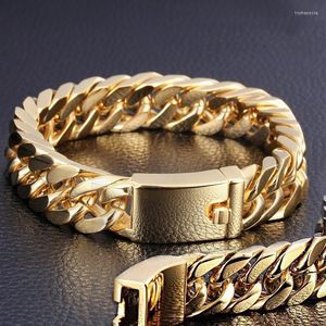 Gliederkette Chrams Gold Edelstahl Kubanisches Armband Retro Herrenhaken Schmuck Männlicher Hip Hop Schmuck Geschenke Armbänder Für Frauen Trum22