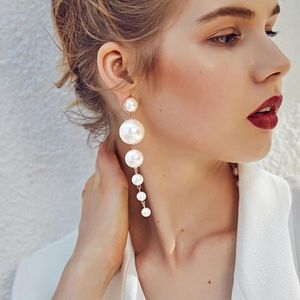 Lange Baumeln Ohrringe für Frauen 2023 Mode Voller Kristall Simulierte Perle Quaste Tropfen Ohrring Vintage Gold Brincos Schmuck