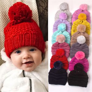 12 Colors Baby Winter Beanie Hat Unisex Toddler Christmas New Year Warm Knitted Hats