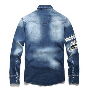 2023 Tracksuits New Printed 2pcs Men's Sets Summer Autumn Denim Cardigan Long Sleeve Lapel Shirt and Ripped Skinny Pants Two Piece Set