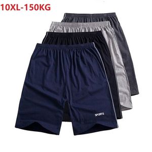 Size 10XL 150KG Men Summer Sports Shorts Big Cotton Navy Blue Black WorkOut Oversized High Elasticity Loose Homewear 220325