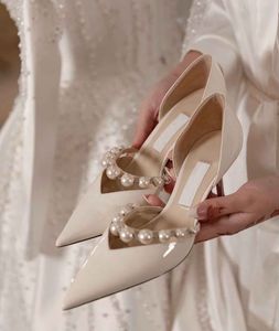 Abito da sposa - Aurelie Dress Sandal Pumps Brands Summer Cink Teli alti tacchi a punta di punta bianca nuda in pelle di lusso di lusso in pelle bianca nuda