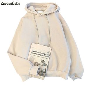 Zuolunauba Autumn Zima Kobiety Solidne kolorowe bluza z kapturem z kapturem z kapturem polar Longsleeved Beige Beige Loose Tops Płaszcz Kobiety 220815