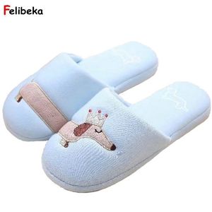 Drop Womens Fuzzy Rosa e azzurro Pantofole in cotone peluche cane slip on Pantofole peluche bassotto Y200106